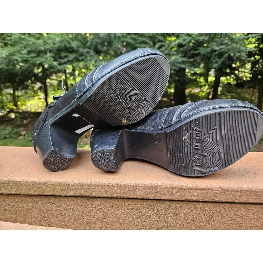 Dansko Women’s Mary Jane Heels Black Leather Buckle Strap Round Toe 10.5